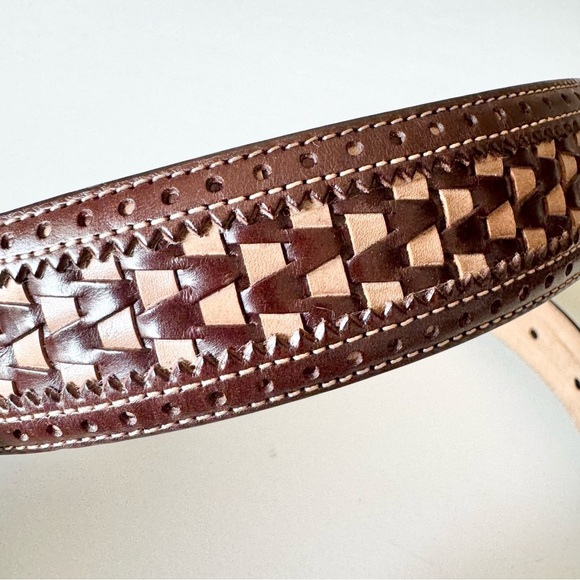 New Mezlan Men's Brown Woven Leather Belt Made in Spain Size 36 - Picture 4 of 10